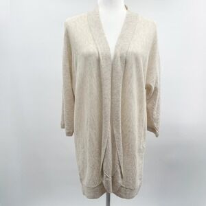 Eileen Fisher Merino Alpaca‎ Blend Open Front Cardigan in Oatmeal Size Large L